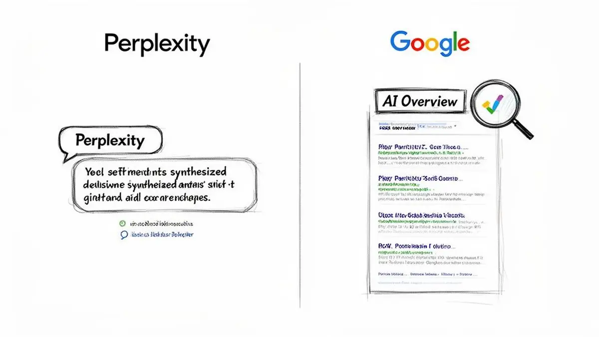 Side-by-side screenshot of Perplexity AI and Google AI Overview answering the same query