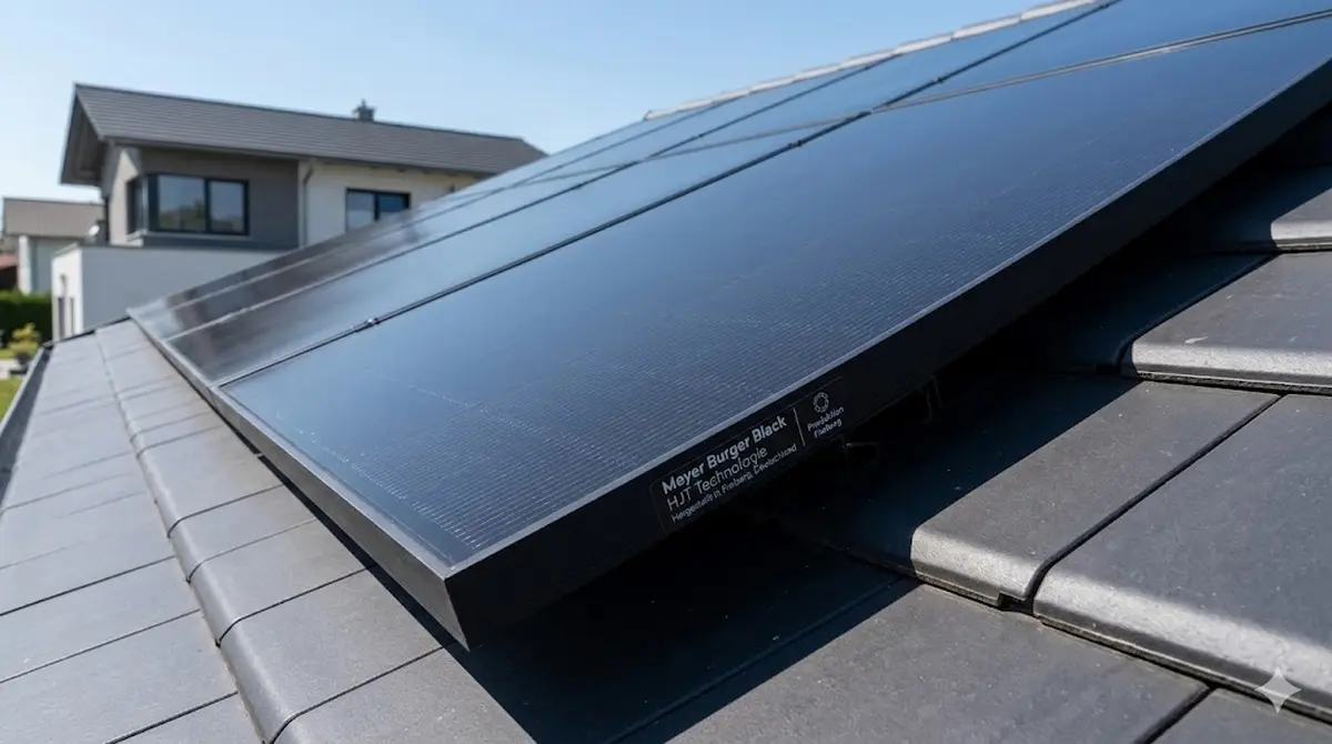Meyer Burger Black HJT-Solarmodul aus deutscher Produktion in Freiberg mit eleganter schwarzer Optik