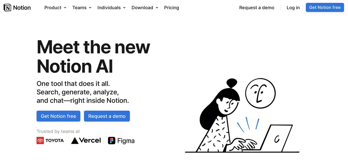 Notion AI writing assistant integrated into an editorial calendar and content planning workspace.
