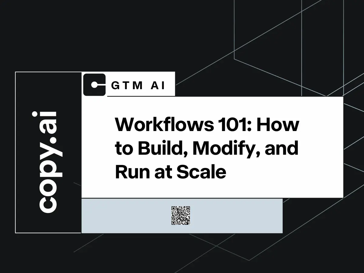 Copy.ai workflow builder showing an automated content repurposing pipeline.