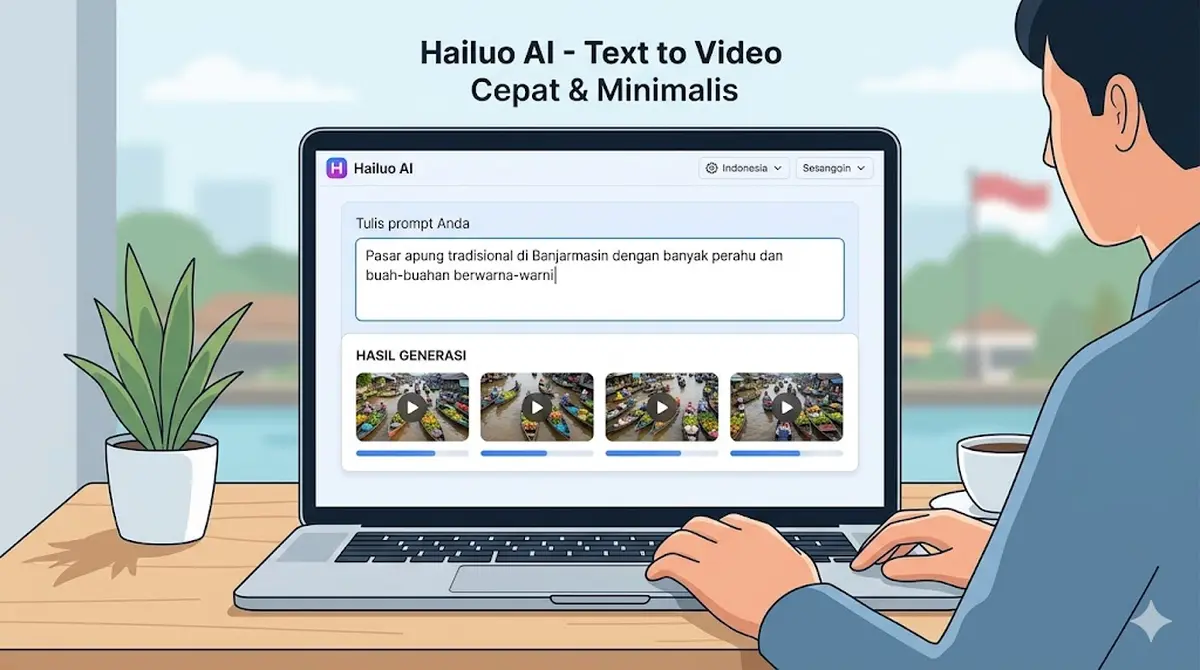 Hailuo AI minimalist text-to-video interface with a single prompt box and quick generation results