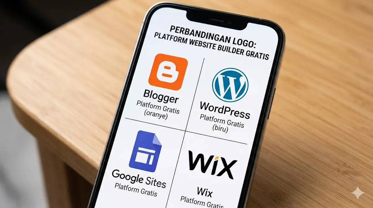 Perbandingan logo empat platform website builder gratis