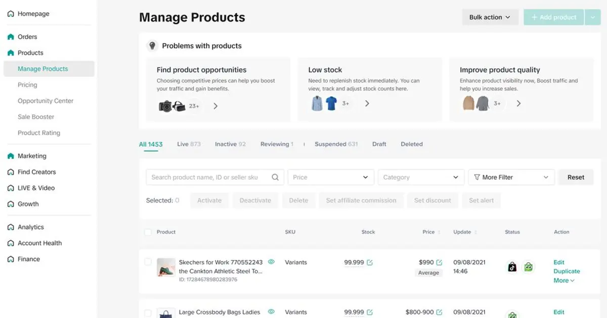 Tampilan halaman pendaftaran TikTok Seller Center di browser